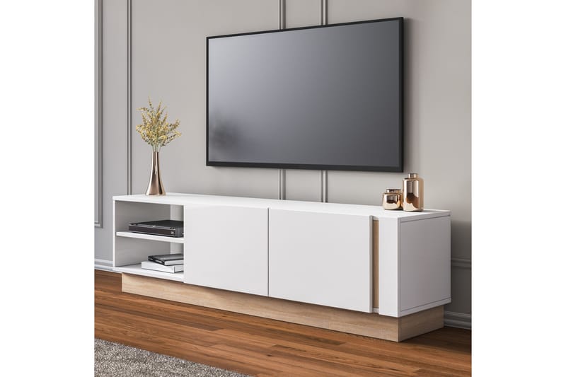 Nieus TV-bord 160 cm - Natur/Hvid - TV-borde