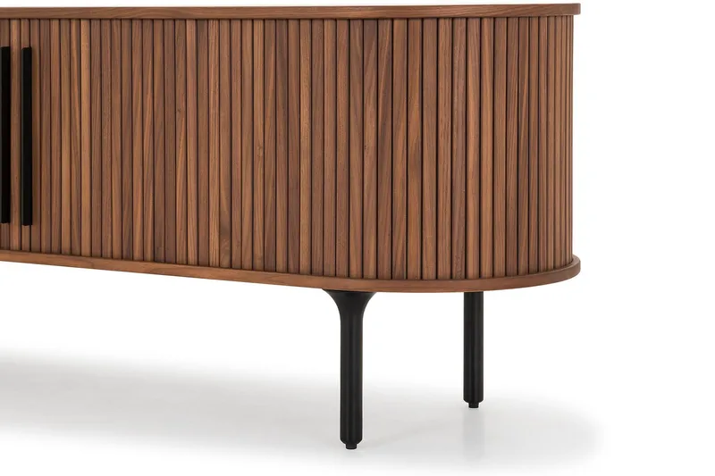 Noira Oval TV-bænk Valnød 150x45 cm Ribbet - Brun - Møbler - TV borde & mediemøbler - TV-borde