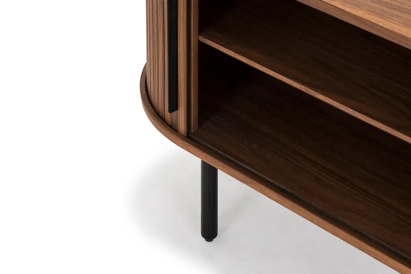 Noira Oval TV-bænk Valnød 150x45 cm Ribbet - Brun - Møbler - TV borde & mediemøbler - TV-borde