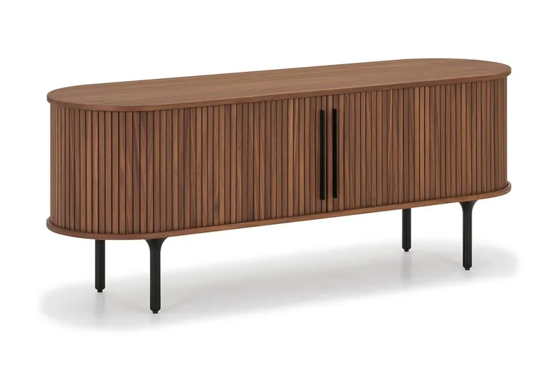 Noira Oval TV-bænk Valnød 150x45 cm Ribbet - Brun - Møbler - TV borde & mediemøbler - TV-borde