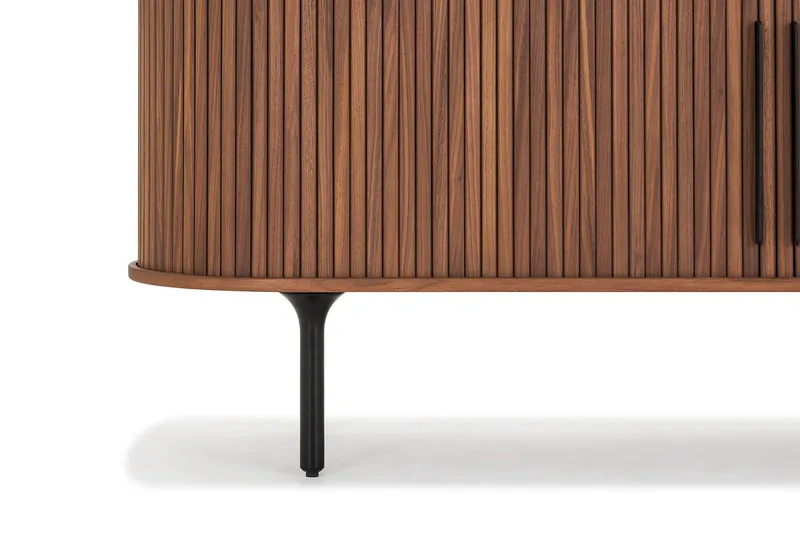 Noira Oval TV-bænk Valnød 150x45 cm Ribbet - Brun - Møbler - TV borde & mediemøbler - TV-borde