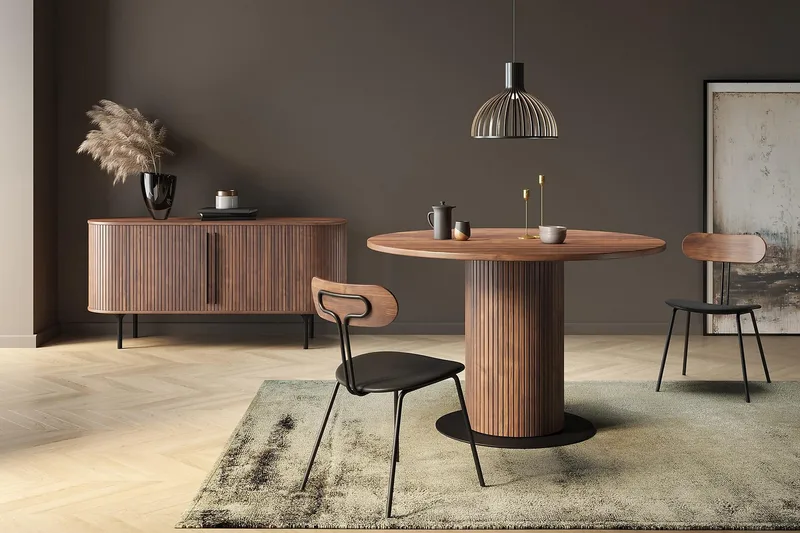 Noira Oval TV-bænk Valnød 150x45 cm Ribbet - Brun - Møbler - TV borde & mediemøbler - TV-borde