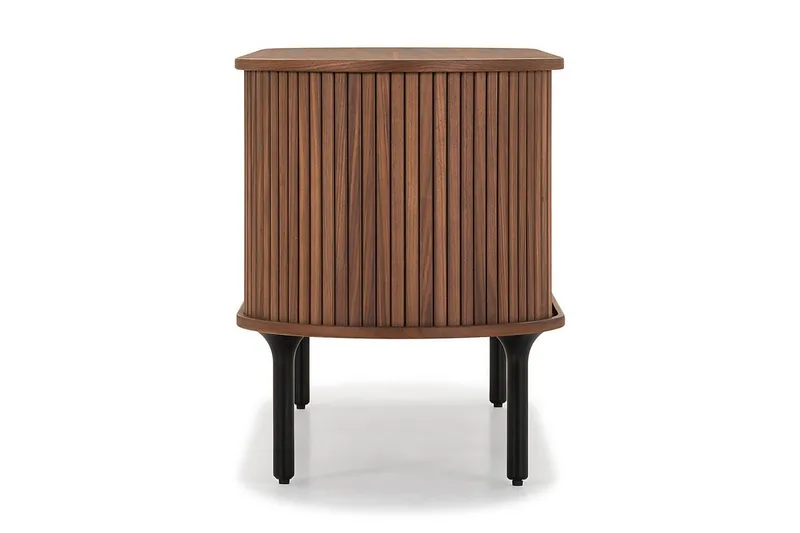 Noira Oval TV-bænk Valnød 150x45 cm Ribbet - Brun - Møbler - TV borde & mediemøbler - TV-borde