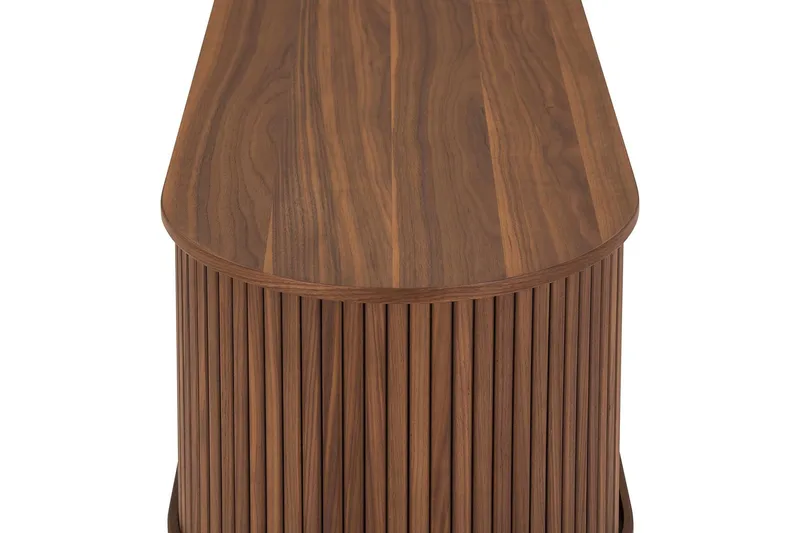 Noira Oval TV-bænk Valnød 150x45 cm Ribbet - Brun - Møbler - TV borde & mediemøbler - TV-borde