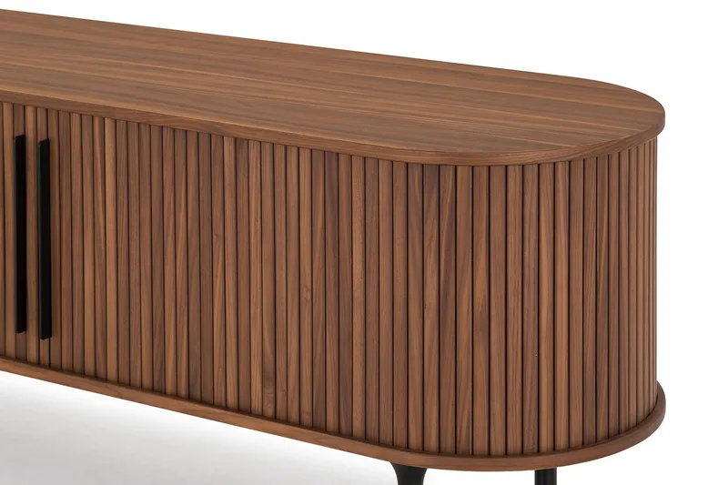 Noira Oval TV-bænk Valnød 150x45 cm Ribbet - Brun - Møbler - TV borde & mediemøbler - TV-borde