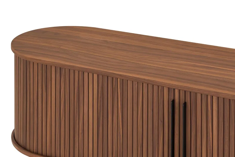 Noira Oval TV-bænk Valnød 150x45 cm Ribbet - Brun - Møbler - TV borde & mediemøbler - TV-borde