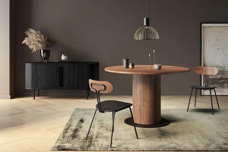 Noira Oval TV-bænk Valnød 150x45 cm Ribbet - Brun - Møbler - TV borde & mediemøbler - TV-borde