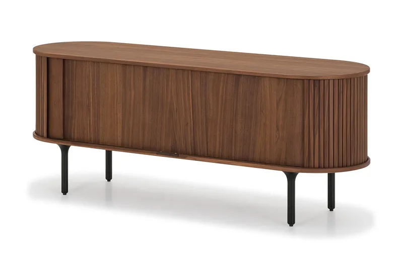 Noira Oval TV-bænk Valnød 150x45 cm Ribbet - Brun - Møbler - TV borde & mediemøbler - TV-borde