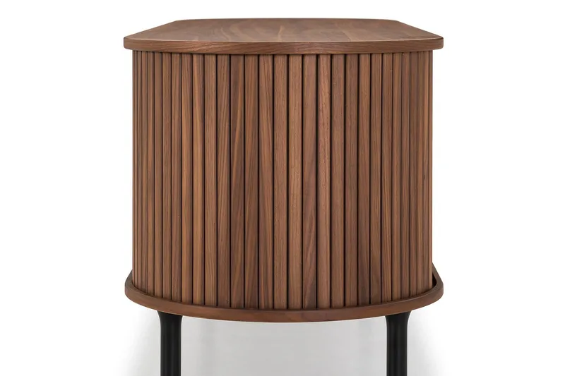 Noira Oval TV-bænk Valnød 150x45 cm Ribbet - Brun - Møbler - TV borde & mediemøbler - TV-borde