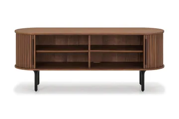 Noira Oval TV-bænk Valnød 150x45 cm Ribbet - Brun - Møbler - TV borde & mediemøbler - TV-borde