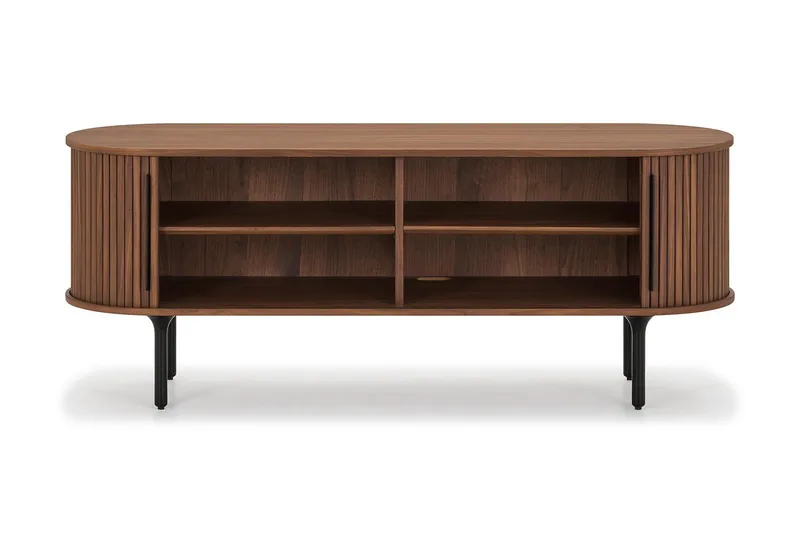 Noira Oval TV-bænk Valnød 150x45 cm Ribbet - Brun - Møbler - TV borde & mediemøbler - TV-borde