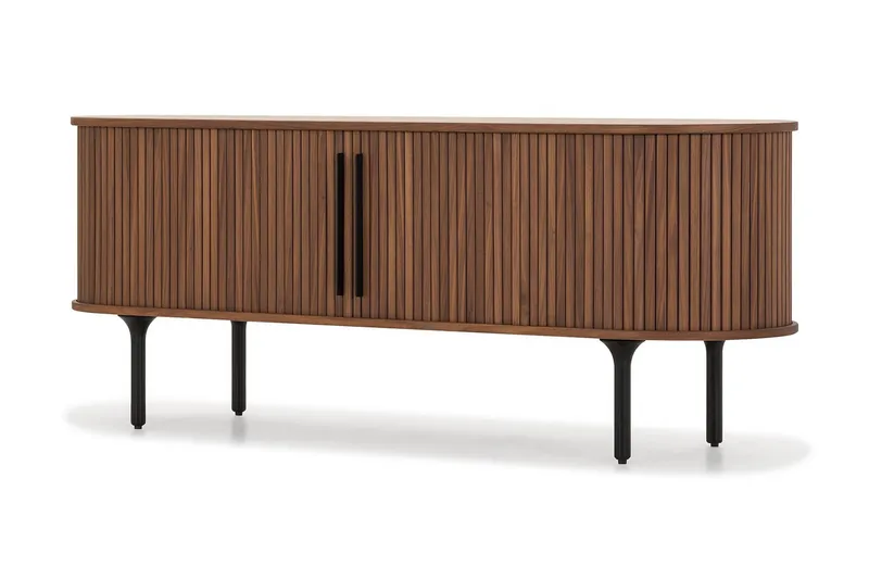Noira Oval TV-bænk Valnød 150x45 cm Ribbet - Brun - Møbler - TV borde & mediemøbler - TV-borde