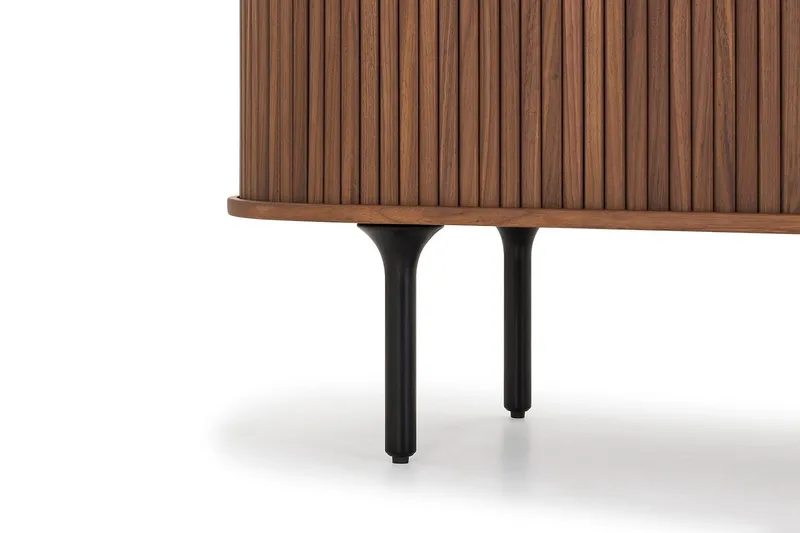 Noira Oval TV-bænk Valnød 150x45 cm Ribbet - Brun - Møbler - TV borde & mediemøbler - TV-borde