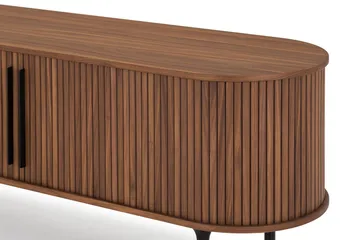 Noira ribbet ovalt tv-bord 150 cm med opbevaring i træ og valnød - Brun - Møbler - TV borde & mediemøbler - TV-borde