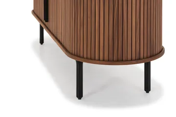 Noira ribbet ovalt tv-bord 150 cm med opbevaring i træ og valnød - Brun - Møbler - TV borde & mediemøbler - TV-borde