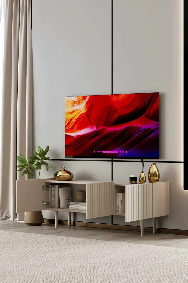 TV-bord Nordure Capella (140 x 50 x 29 cm) Sandsten - Sandsten - Møbler - TV borde & mediemøbler - TV-borde