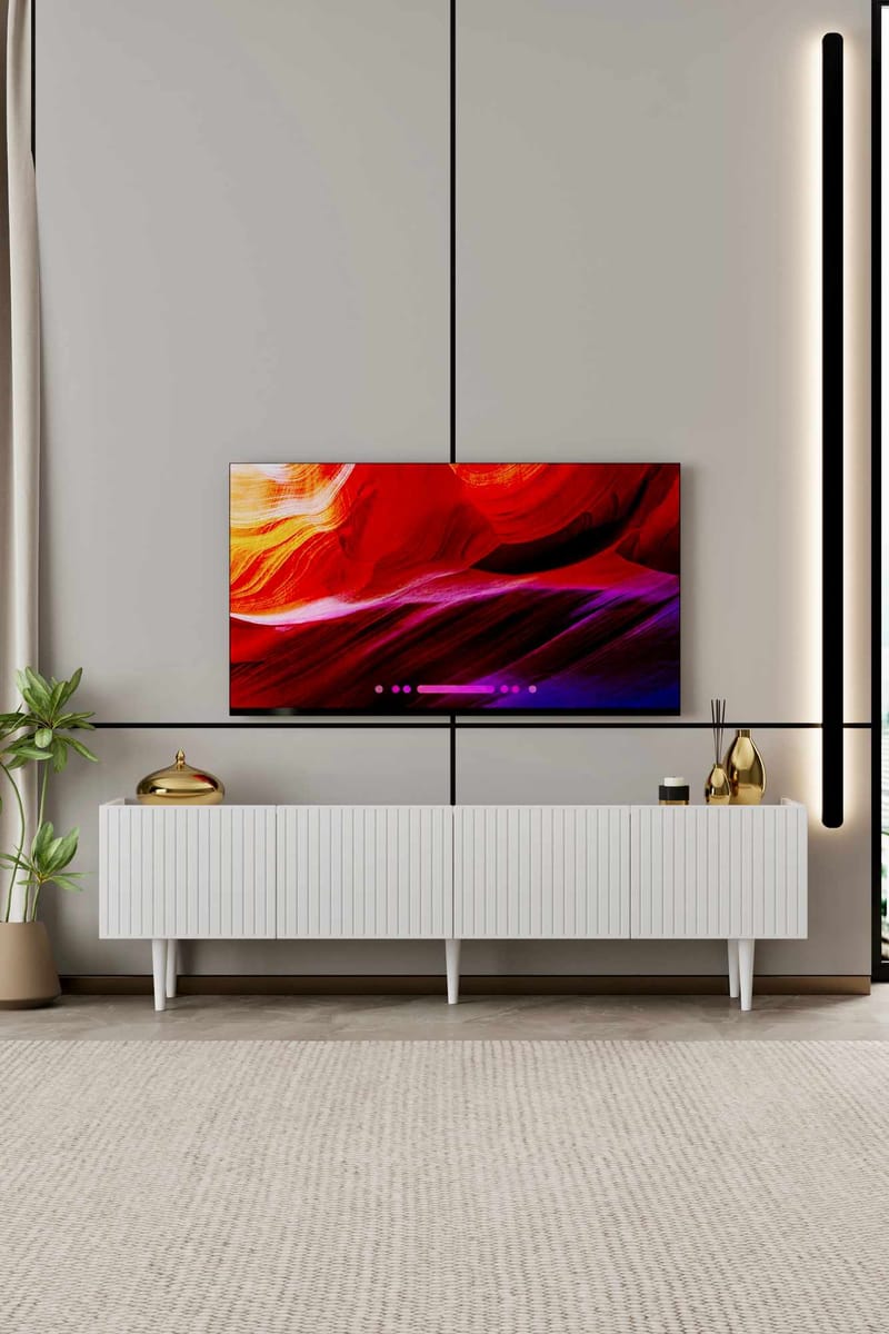 TV-bord Nordure Capella (160 x 50 x 29 cm) Hvid - Hvid - Møbler - TV borde & mediemøbler - TV-borde