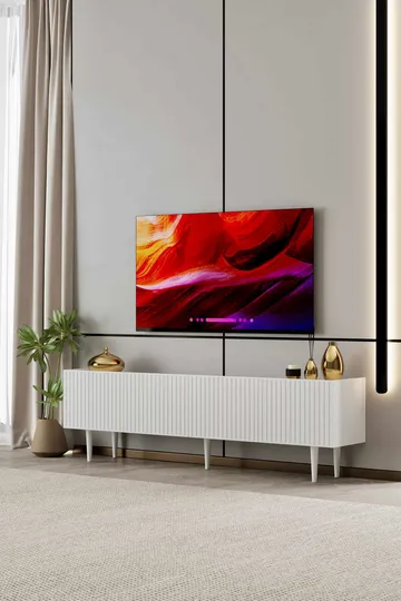 TV-bord Nordure Capella (160 x 50 x 29 cm) Hvid - Hvid - Møbler - TV borde & mediemøbler - TV-borde