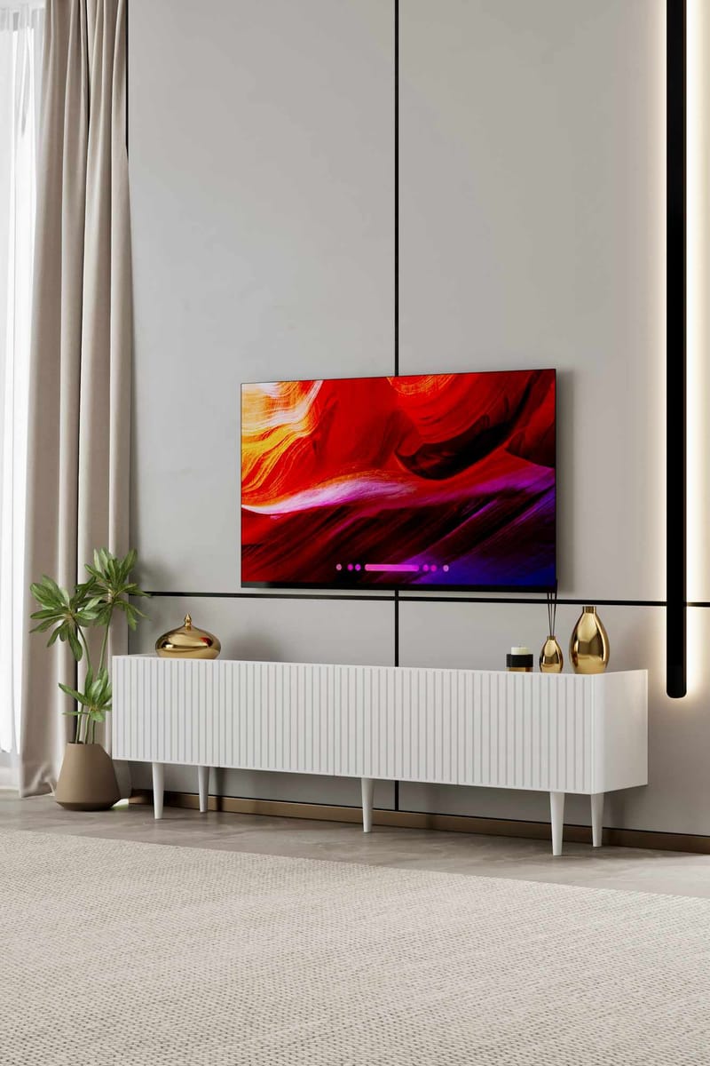 TV-bord Nordure Capella (160 x 50 x 29 cm) Hvid - Hvid - Møbler - TV borde & mediemøbler - TV-borde