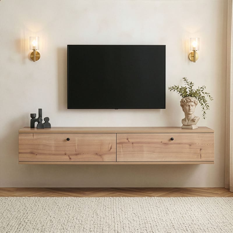 TV-bord Nordure Ligne (160 x 25 x 25 cm) Sapphire Oak - Sapphire Oak - Møbler - TV borde & mediemøbler - TV-reol