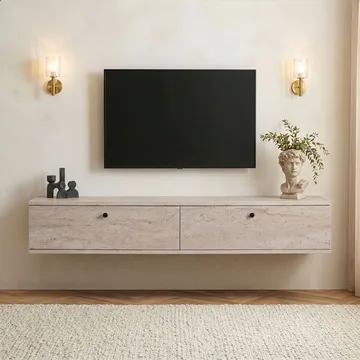 TV-bord Nordure Ligne (160 x 25 x 25 cm) Travertin - Travertin - Møbler - TV borde & mediemøbler - TV-borde