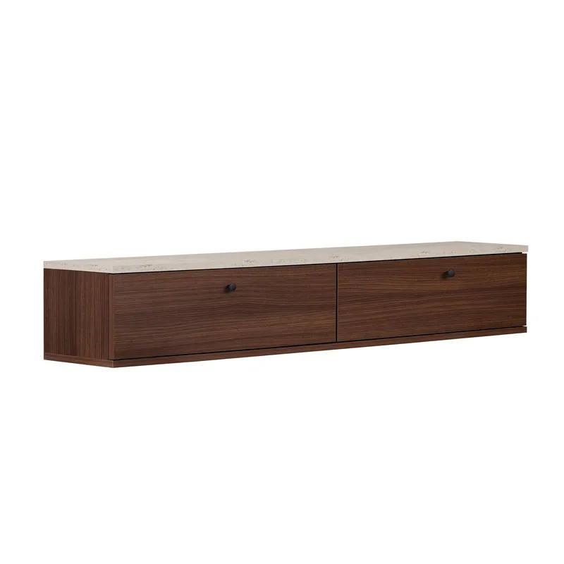 TV-bord Nordure Ligne (160 x 25 x 25 cm) Travertin valnød - Travertin og valnød - Møbler - TV borde & mediemøbler - TV-reol