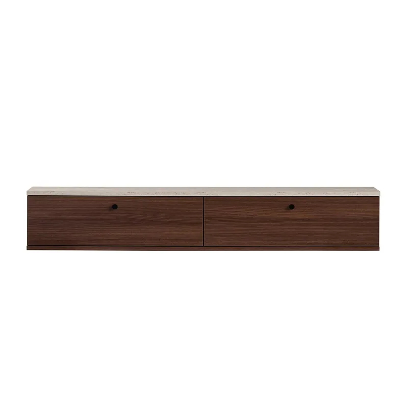 TV-bord Nordure Ligne (160 x 25 x 25 cm) Travertin valnød - Travertin og valnød - Møbler - TV borde & mediemøbler - TV-reol