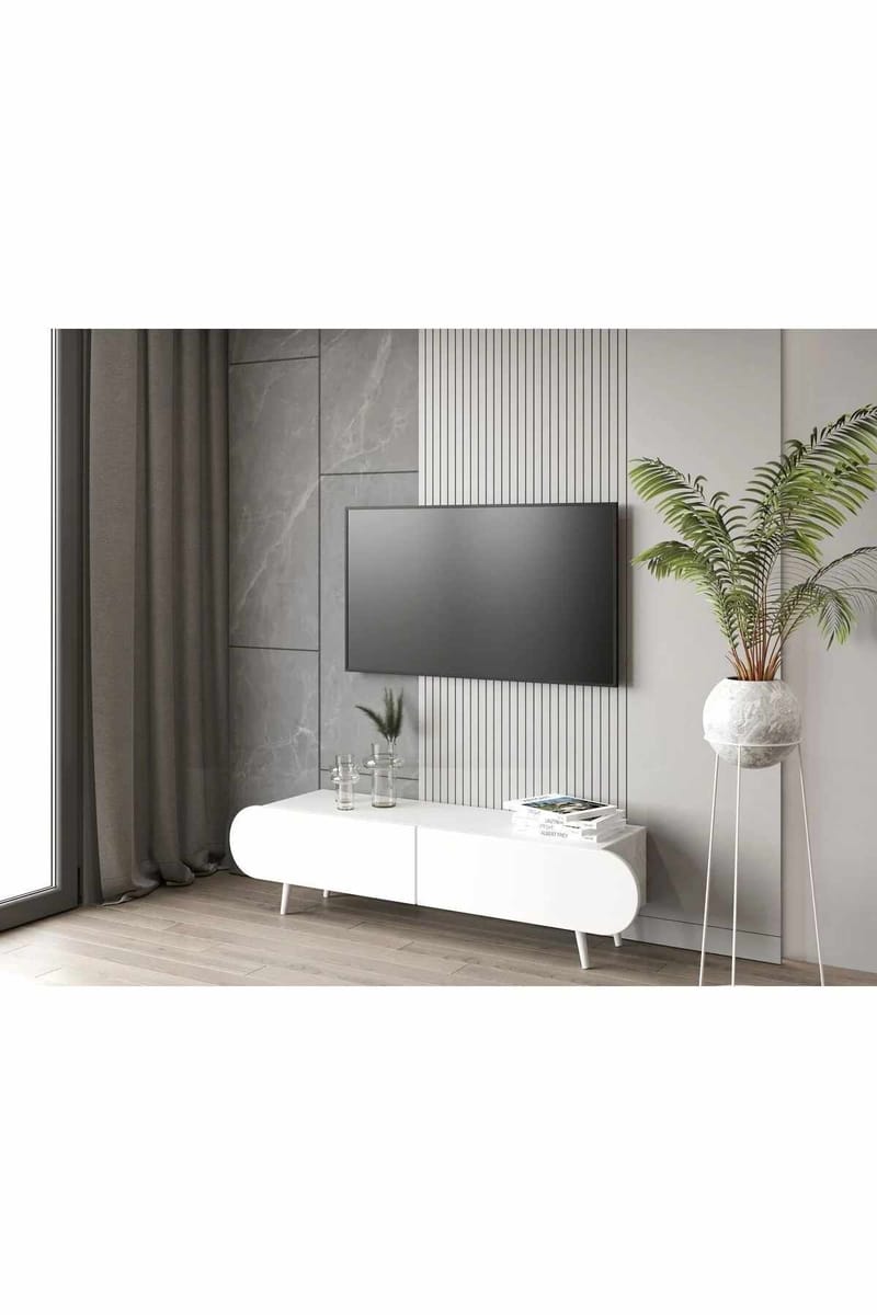 TV-bord Nordure Regulus (160 x 49 x 30 cm) Hvid - Hvid - Møbler - TV borde & mediemøbler - TV-borde