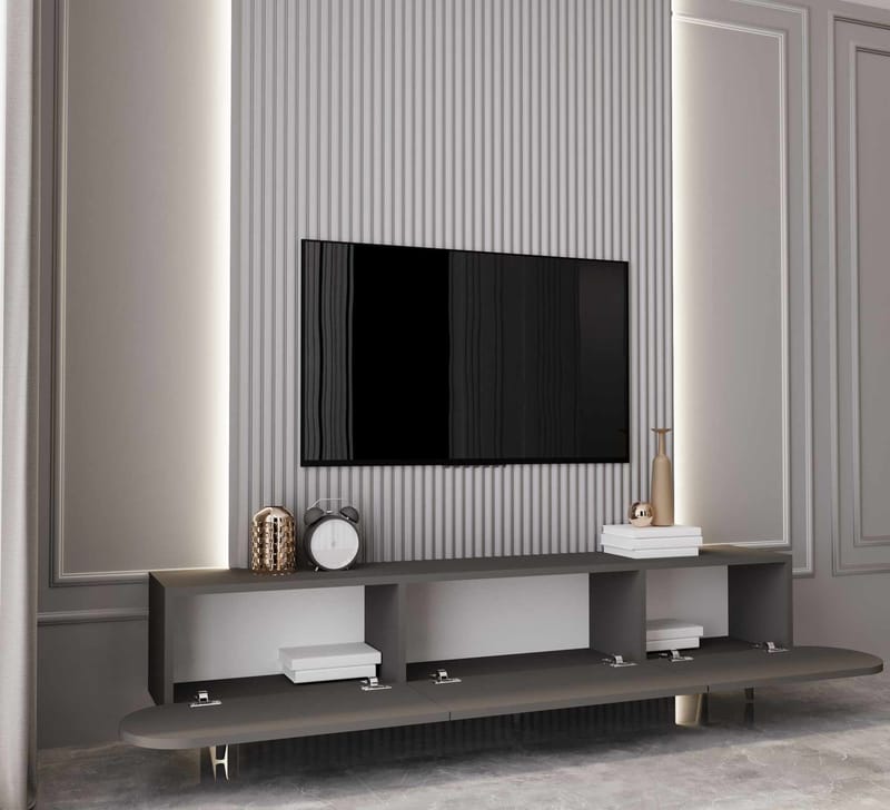 TV-bord Nordure Regulus (180 x 49 x 30 cm) Grå - Grå - Møbler - TV borde & mediemøbler - TV-borde
