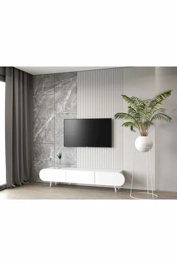TV-bord Nordure Regulus (180 x 49 x 30 cm) Hvid - Hvid - Møbler - TV borde & mediemøbler - TV-borde