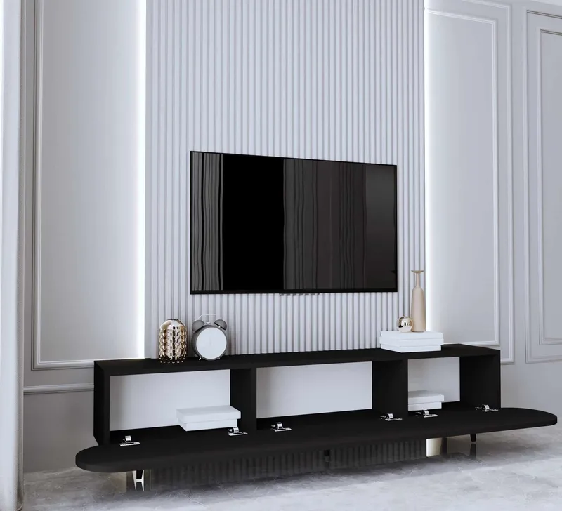 TV-bord Nordure Regulus (180 x 49 x 30 cm) Sort - Sort - Møbler - TV borde & mediemøbler - TV-borde