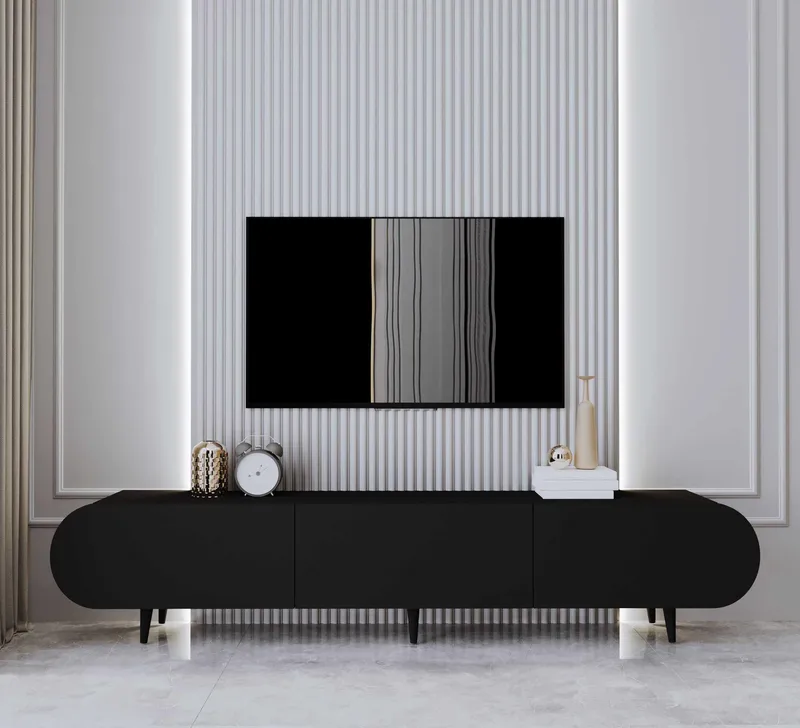 TV-bord Nordure Regulus (180 x 49 x 30 cm) Sort - Sort - Møbler - TV borde & mediemøbler - TV-borde