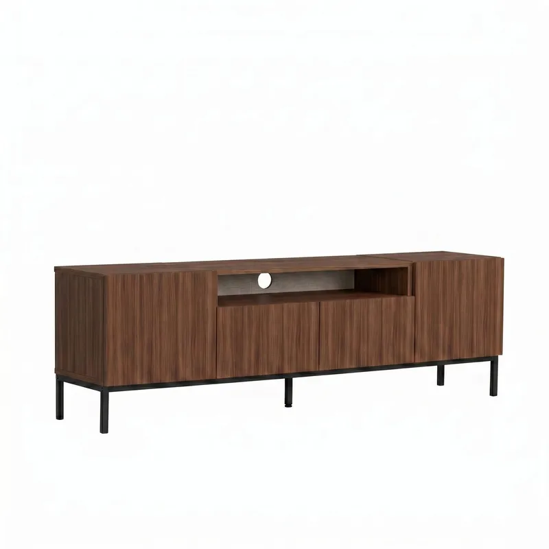 TV-bord Nordure Rivoli (160 x 50 x 35 cm) Milano Valnød Sort, Milano valnød og sort