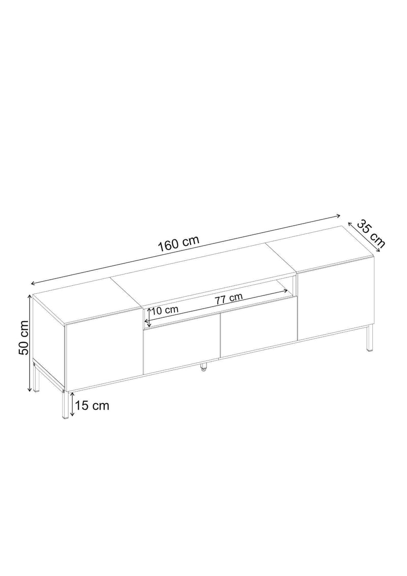 TV-bord Nordure Rivoli (160 x 50 x 35 cm) Milano Valnød Sort - Milano valnød og sort - Møbler - TV borde & mediemøbler - TV-borde