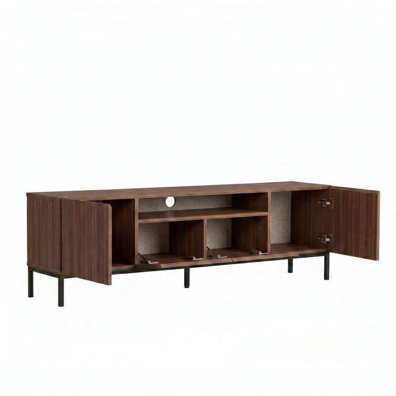 TV-bord Nordure Rivoli (160 x 50 x 35 cm) Milano Valnød Sort - Milano valnød og sort - Møbler - TV borde & mediemøbler - TV-borde