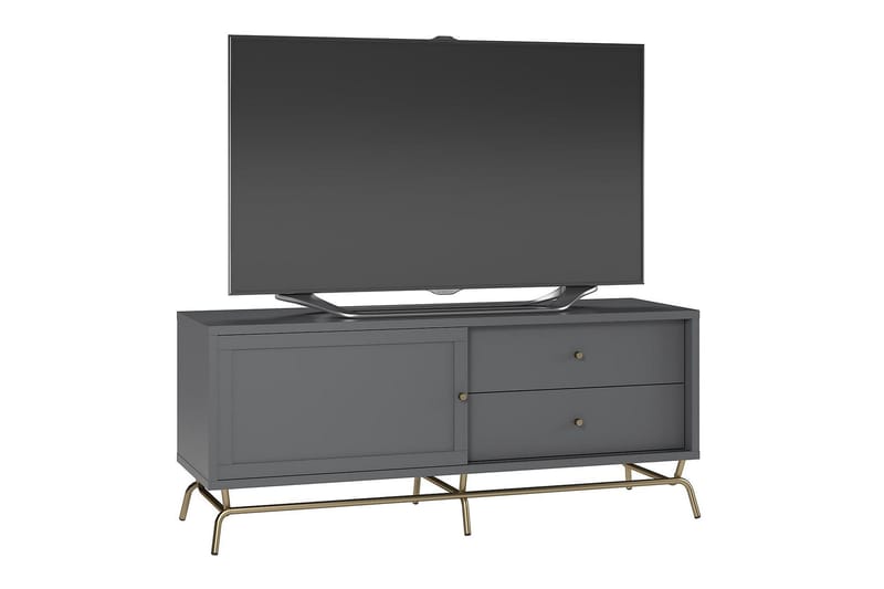 Nova Fritstående Tv-bord 150 cm med Opbevaring i Malet Træ - Grå - Møbler - TV borde & mediemøbler - TV-borde