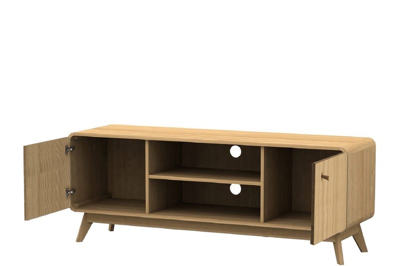 Olivet Gulvstående Tv-bord 140 cm med Opbevaring i Lyst Træ - Brun - Møbler - TV borde & mediemøbler - TV-borde