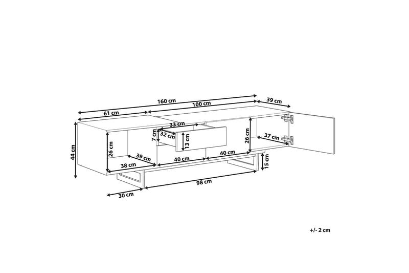 Orbetello TV-bord 160x39 cm - Lyst Træ/Sort - TV-borde