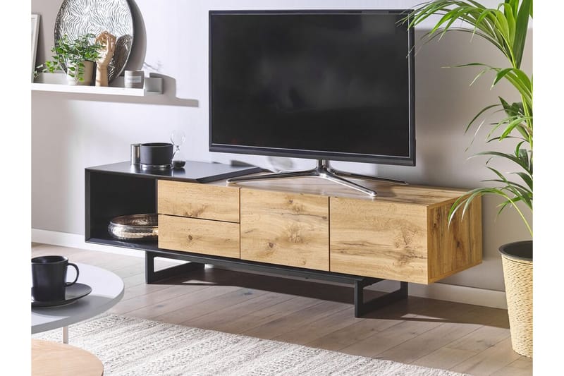 Orbetello TV-bord 160x39 cm - Lyst Træ/Sort - TV-borde