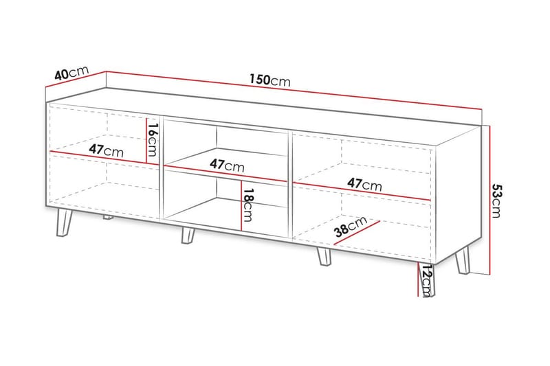Pafos TV-Bord 40x52x150 cm - Sort - Møbler - TV borde & mediemøbler - TV-borde