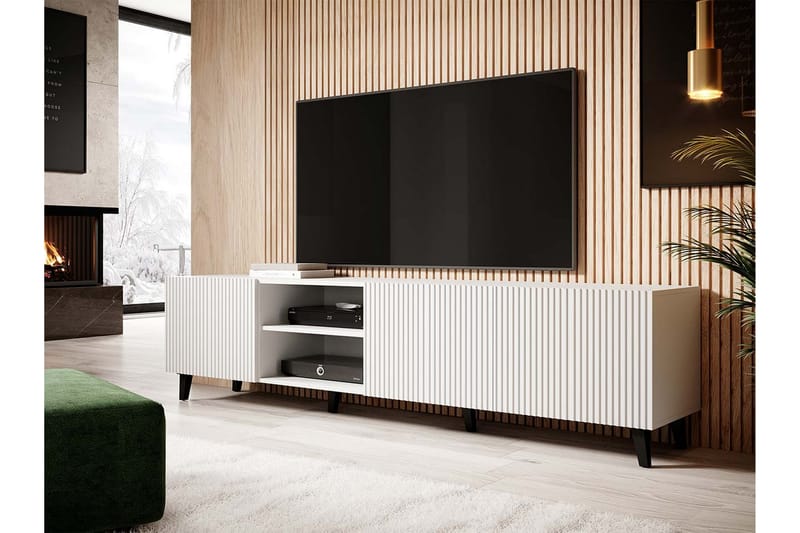 Pafos TV-Bord 40x52x200 cm - Hvid/Sort - Møbler - TV borde & mediemøbler - TV-borde