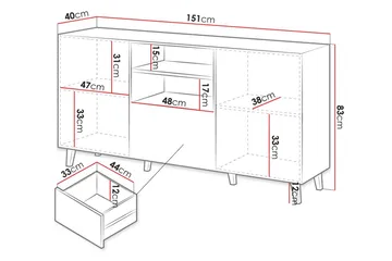 Pafos TV-Bord 40x82x150 cm - Sort - Møbler - TV borde & mediemøbler - TV-borde
