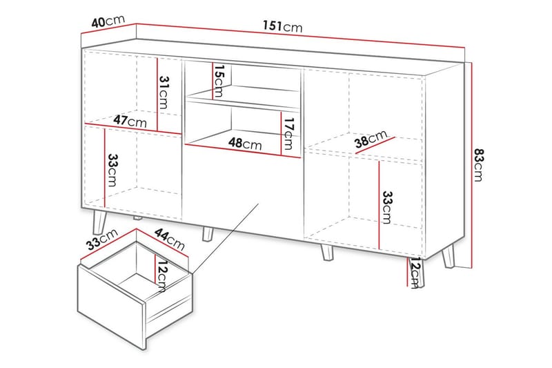 Pafos TV-Bord 40x82x150 cm - Sort - Møbler - TV borde & mediemøbler - TV-borde