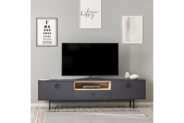 Papias Gulvstående Tv-bænk 180 cm med Opbevaring i Mørkt Træ - Antracit - Møbler - TV borde & mediemøbler - TV-borde