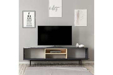 Papias Gulvstående Tv-bænk 180 cm med Opbevaring i Mørkt Træ - Antracit - Møbler - TV borde & mediemøbler - TV-borde