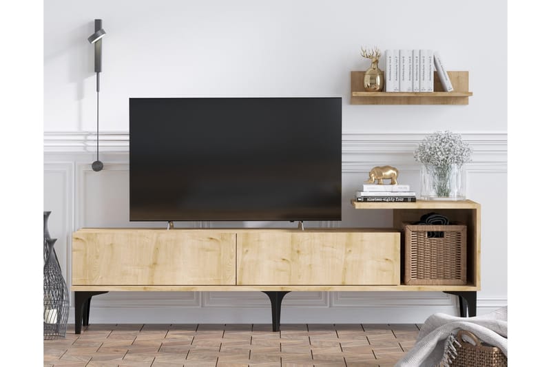 Plasanta TV-bord 180 cm - Natur/Hvid - TV-borde