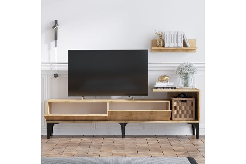Plasanta TV-bord 180 cm - Natur/Hvid - TV-borde