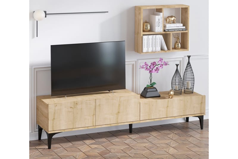 Poderas TV-bord 180 cm - Natur/Hvid - TV-borde