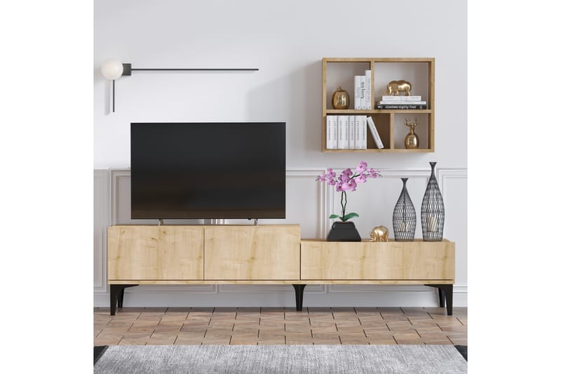 Poderas TV-bord 180 cm - Natur/Hvid - TV-borde