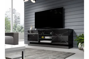 Qiu Fritstående Tv-bord 160 cm med Opbevaring i Malet Træ - Sort - Møbler - TV borde & mediemøbler - TV-borde